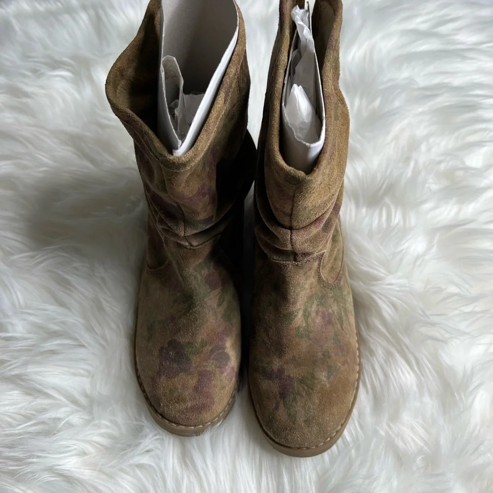 Coolway Brown Floral Suede Ankle Boots - Picture 2 of 8
